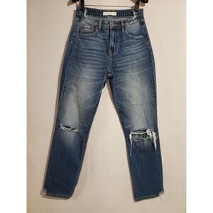 Hidden Jeans Tracey Distressed High Rise Mom Jeans Womens Size 25 Thrashed Blue
